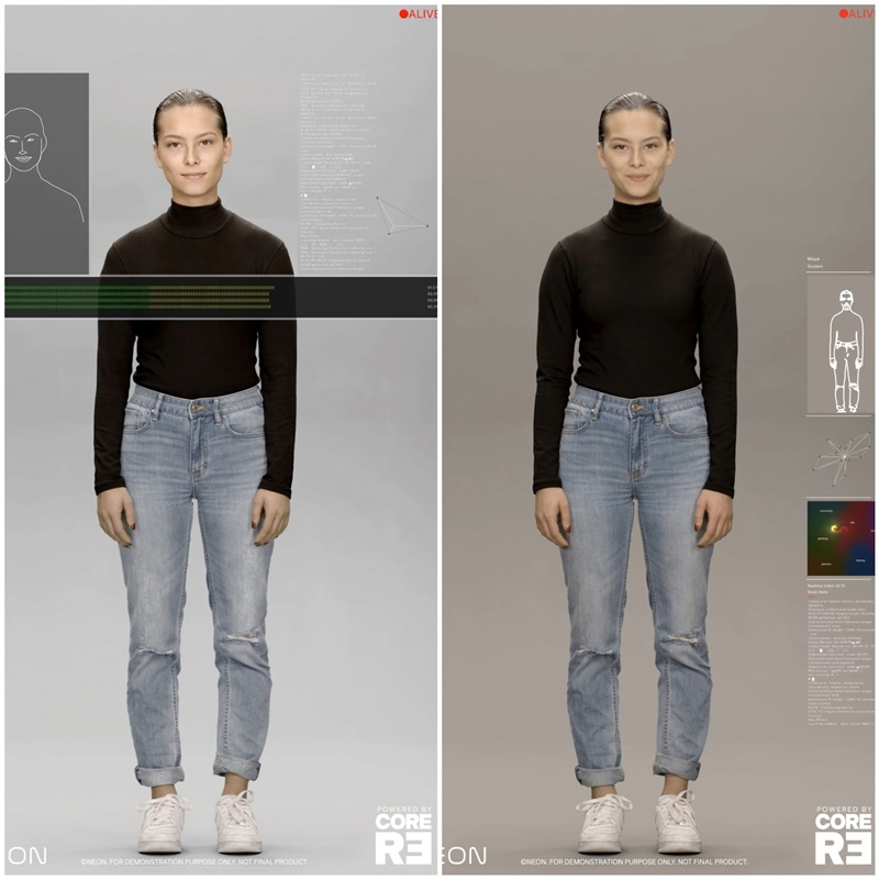 Neon, ein humanoider Roboter, der von den Samsung Technology and Advanced Research Labs (STAR Labs) entwickelt wurde, wird auf der Consumer Electronics Show 2020 in Las Vegas vorgestellt. Das obige Foto ist ein humanoider Roboter Neon, der Neon-CEO Pranav Mistry in seinem Twitter-Feed hochgeladen hat. ⓒ Twitter von Neon-CEO Pranav Mistry