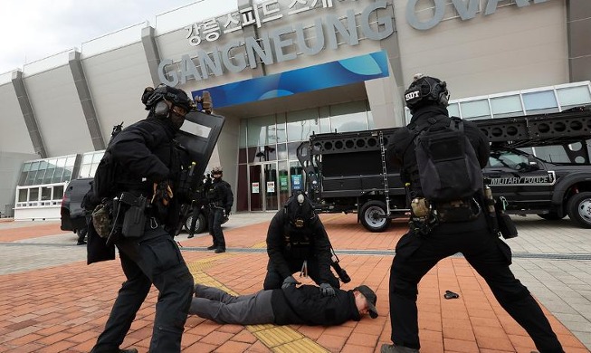Militärische Übungen vor der Eröffnungszeremonie für Gangwon 2024