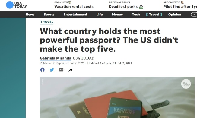 Reisepass-Ranking 2021: Südkorea hat den drittstärksten Pass weltweit