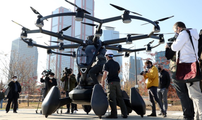 Hightech-Drohnen-Taxis in der Seouler Innenstadt