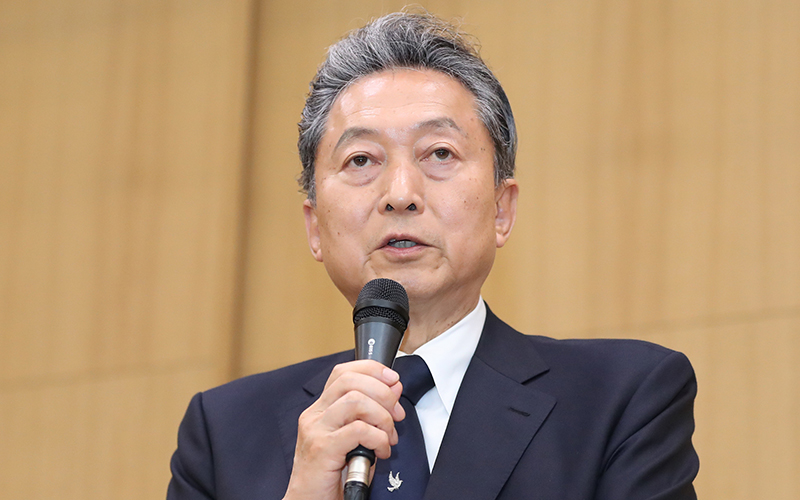 Der frühere japanische Premierminister Yukio Hatoyama hält am 12. Juni an der Yonsei-Universität in Seoul einen Vortrag über die Symbiose zwischen den nordostasiatischen Ländern. ⓒ Yonhap News