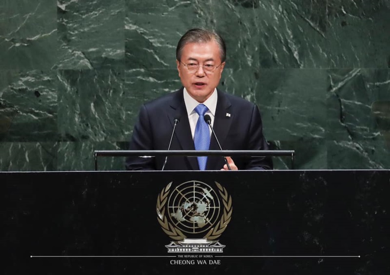 Präsident Moon Jae-in hält am 24. September (Ortszeit) eine Grundsatzrede vor der 74. UNO-Generalversammlung. ⓒ Cheong Wa Dae