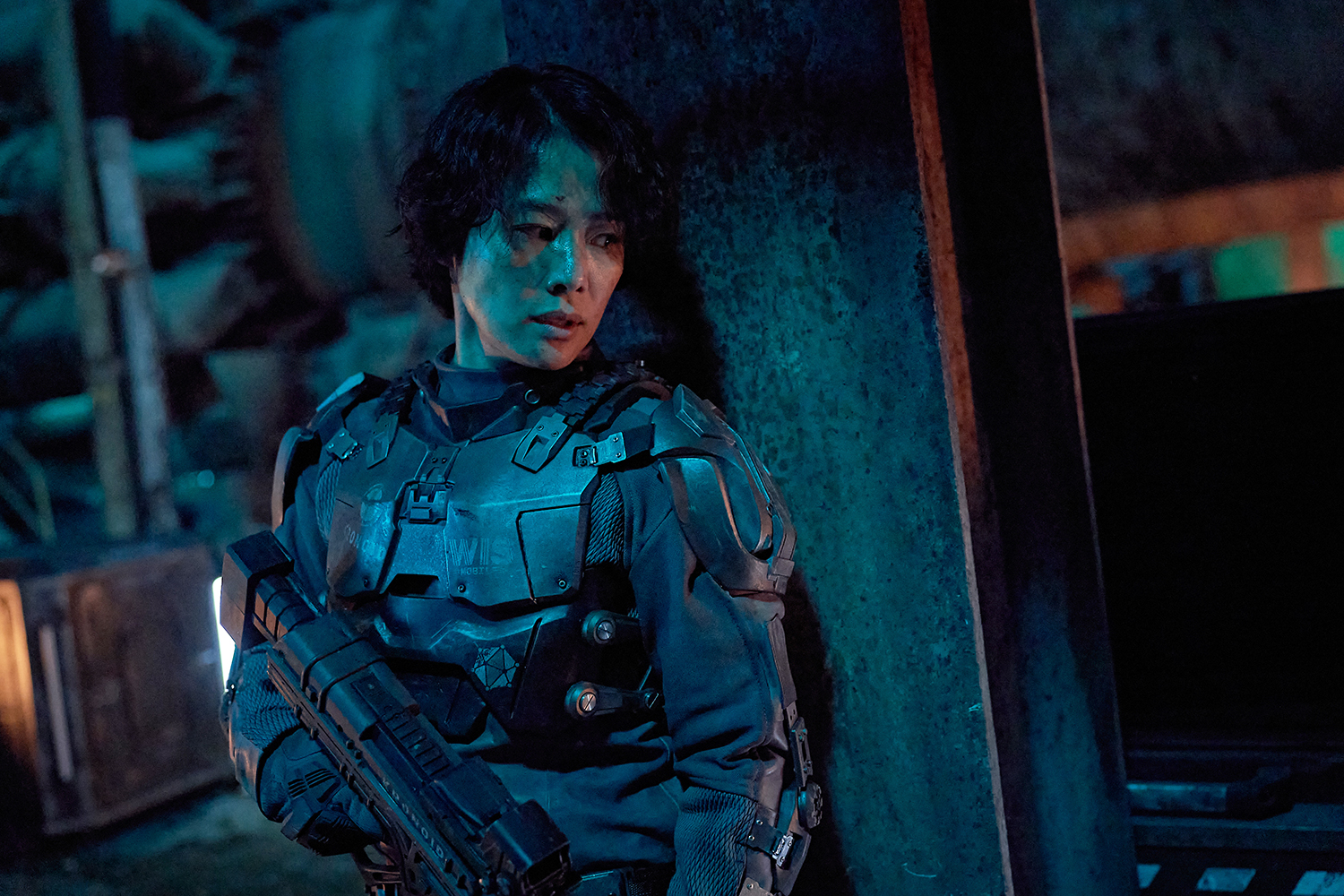 Eine Momentaufnahme des Sci-Fi-Films „Jung_E: Gedächtnis des Krieges“. ⓒ Netflix