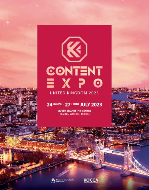 'Plakat für „2023 K-Contents Expo“ in Großbritannien. ⓒ Ministerium für Kultur, Sport und Tourismus