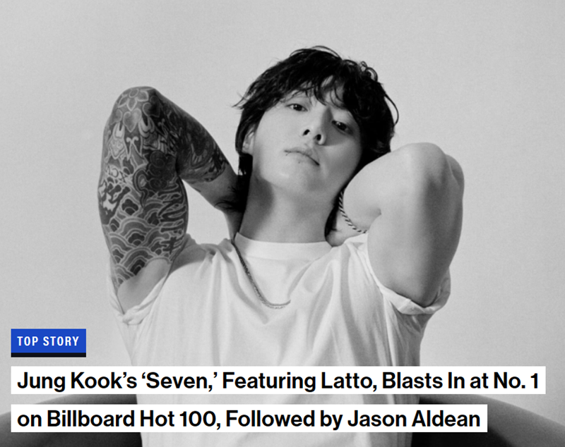 Jungkook der K-Pop-Band BTS schaffte mit seiner ersten Solo-Single „Seven“ an die Spitze der US-Billboard Hot 100. ⓒ Offizielle Webseite von Billboard