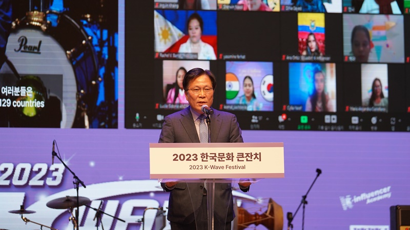 Kim Jang-ho, Direktor vom koreanischen Kultur- und Informationsdienst, äußerte sich beim „2023-wave Festival im Daloreum Theater im National Theater of Korea im Bezirk Jung-gu in Seoul. 