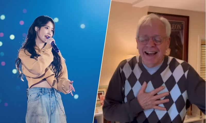 Die koreanische Popsängerin und Schauspielerin IU (links) schrieb auf ihrer Instagram-Story mit dem Foto von Rattet: „Ihre Videos machen mich glücklich. Ich möchte auch lange Zeit ihn glücklich machen. Ich bedanke mich bei Ihnen dafür und möchte Sie zu meinem Konzert einladen.” Darauf postete der US-amerikanische Fan ein Video, in dem er darüber sehr freut. Screenshot aus dem Instagram-Konto von IU und dem YouTube-Kanal von Zev Does KDrama.