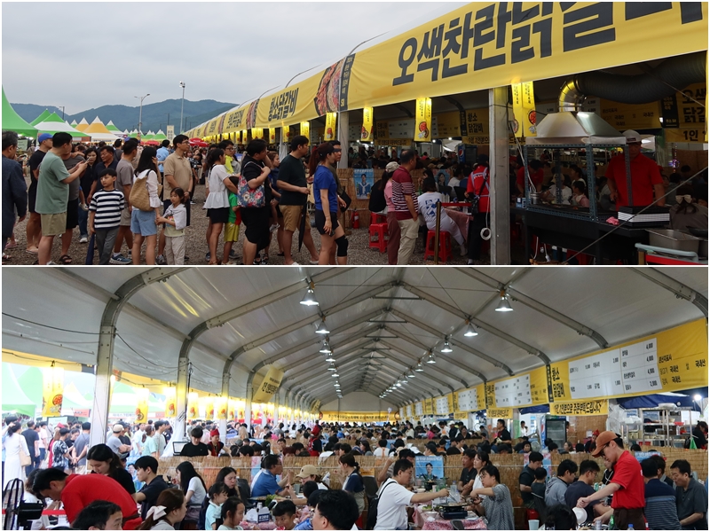 Die am “Chuncheon Makguksu Dakgalbi Festival 2024“ teilnehmenden Dakgalbi-Betriebe bedienten von 10 Uhr bis 22 Uhr die Besucher. Je nähr der Abend rückte, desto länger wurde die Schlange vor jeden Dakgalbi-Restaurants.