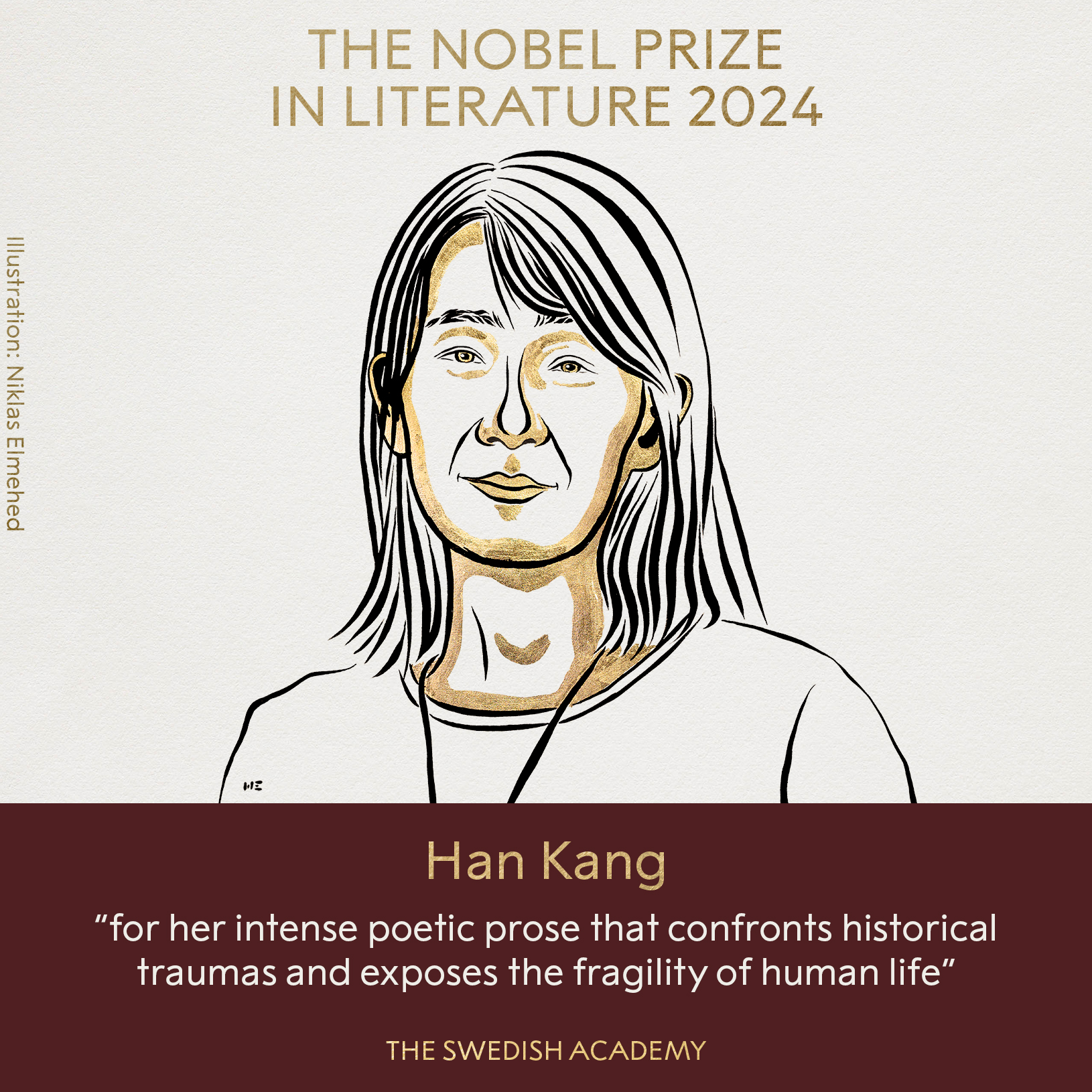 Die koreanische Autorin Han Kang wurde am 10. Oktober als Gewinnerin für den Literaturnobelpreis 2024 ausgewählt. ⓒ Offizielle Facebook-Seite von Nobel Prize