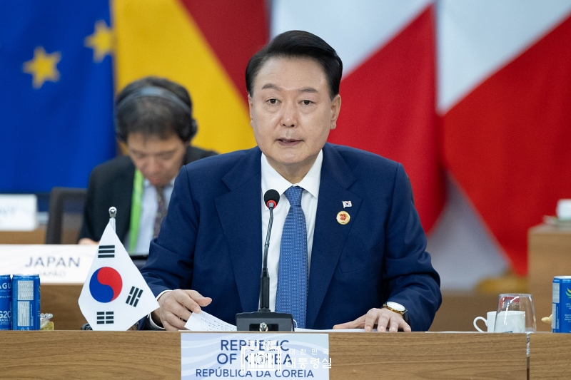 Präsident Yoon Suk Yeol äußert sich am 19. November in der dritten Session des G20-Gipfeltreffens in Rio, Brasilien. ⓒ Präsidialamt der Republik Korea