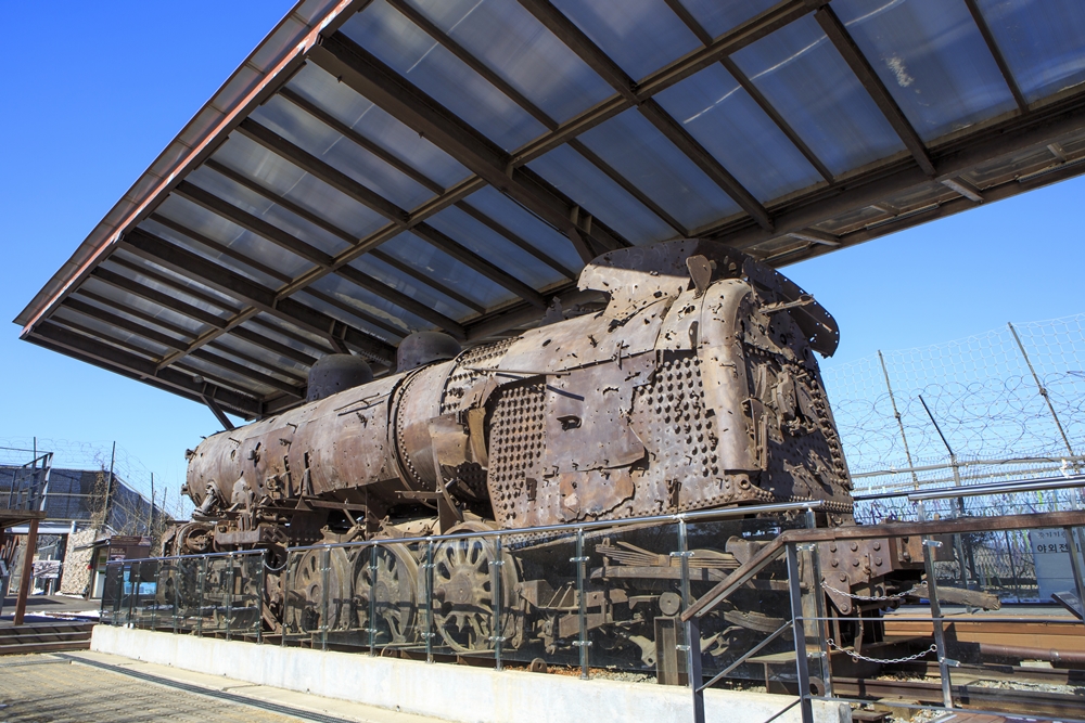 Der Dampfwagen am Bahnhof Jangdan der Gyeongui-Jungang-Linie im Pyeonghwa-Nuri-Park in Imjingak, Paju ⓒ Korea Tourism Organization 