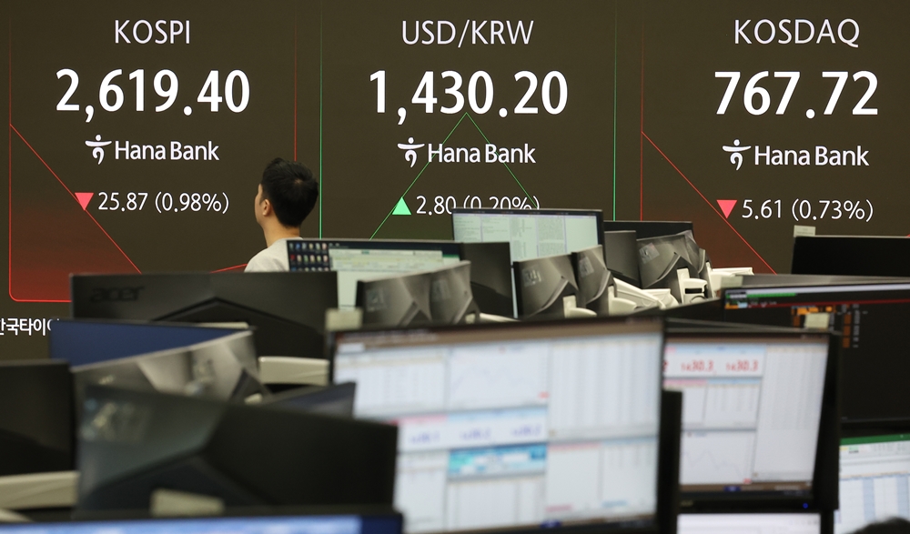 Der Handelsraum in der Hana Bank in Jung-gu, Seoul © Yonhap News 