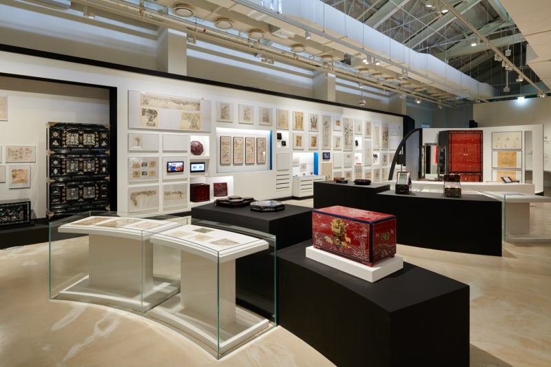 Ausstellungsraum über das lackierte Kunstgewerbe im Koreanischen Kulturzentrum in Los Angeles in den USA
