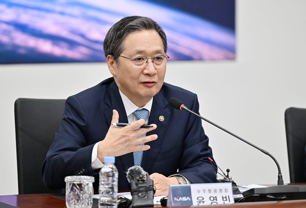 Yoon Youngbin, Chef der koreanischen Luft- und Raumfahrtbehörde (KASA), äußert sich am 21. Mai vor der Pressekonferenz im Hauptgebäude der KASA in Sacheon in der Provinz Gyeongsangnam-do ⓒ Koreanische Luft- und Raumfahrtbehörde