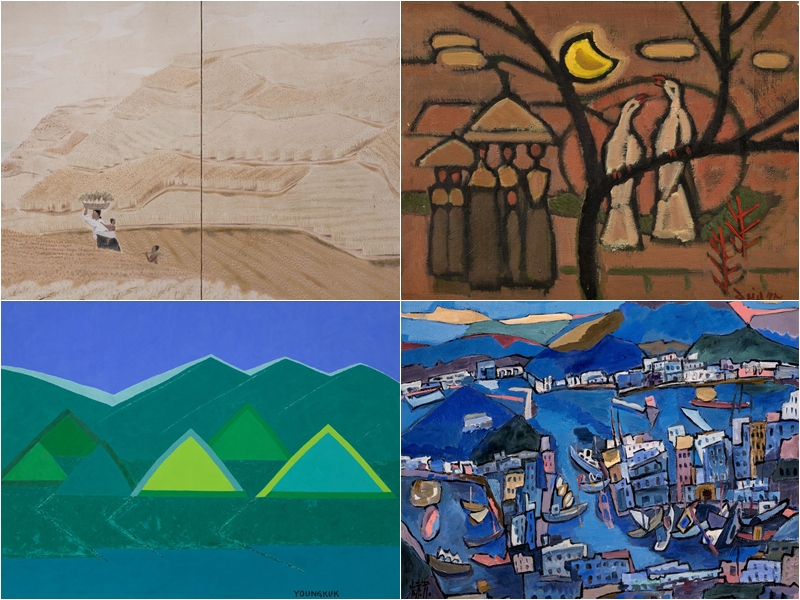 Die Werke, die man in der Ausstellung “Landscapes of Homeland and Longing“ sehen kann. Anlässlich des 80. Jahrestags der Befreiung findet sie im Deoksugung-Palast statt ⓒ Nationalmuseum für moderne und zeitgenössische Kunst