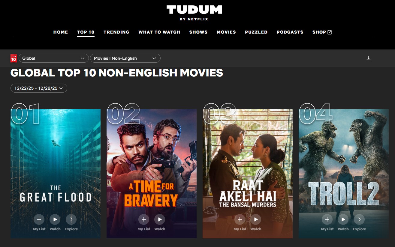 Der koreanische Film “The Great Flood” belegte den ersten Platz in der Kategorie für nicht-englischsprachige Filme auf Netflix 