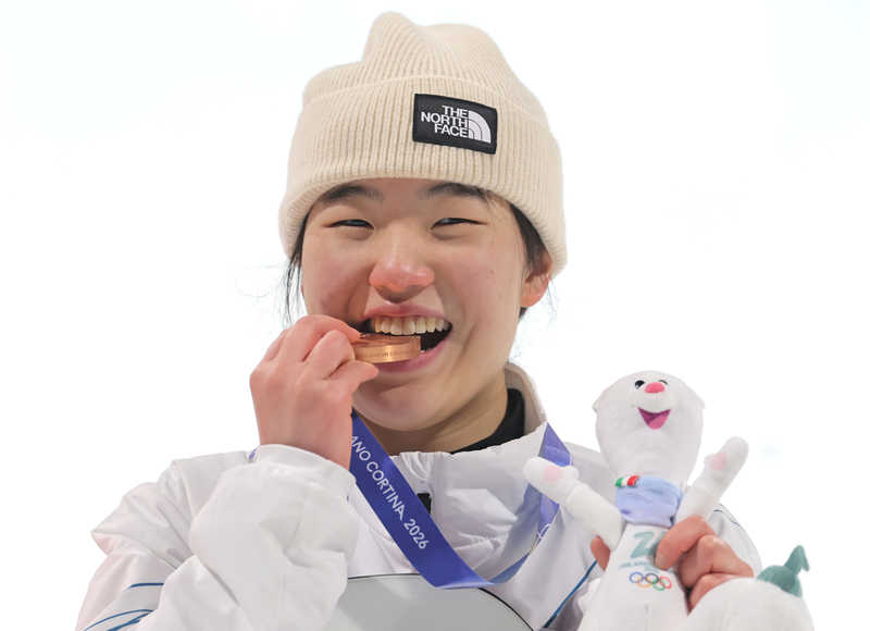 Am 9. Februar gewinnt Yu Seungeun, die koreanische Snowboarderin, bei den Olympischen Winterspielen 2026 in Mailand und Cortina d&rsquo;Ampezzo im Big-Air-Finale der Frauen im Snow Park Livigno die zweite Medaille f&uuml;r Korea ⓒ Yonhap News 