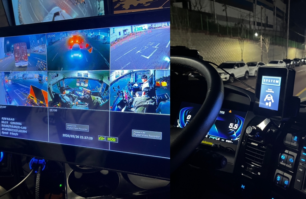 Das Ministerium f&uuml;r Land, Infrastruktur und Transport teilte am 16. April mit, dass die Regierung dem Start-up f&uuml;r autonome Fahrsoftware RideFlux erstmals in Korea den gewerblichen G&uuml;tertransport mit autonomen Fahrzeugen erlaube. Foto: Der Innenraum des selbstfahrenden Lastwagens ⓒ Ministerium f&uuml;r Land, Infrastruktur und Transport