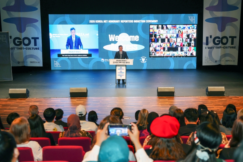 Am 12. Mai hält Kong Hyungsik, Abteilungsleiter für öffentliche Kommunikation des Ministeriums für Kultur, Sport und Tourismus, im Nationalmuseum für moderne und zeitgenössische Kunst in Jongno-gu, Seoul, seine Begrüßungsrede