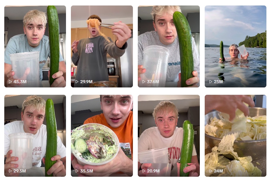 TikTok-Beiträge von Logan Moffitt, einem Creator von Mukbang-Videos mit koreanischen Gerichten, über das Rezept für Gurkensalat ⓒ TikTok-Konto von Logan Moffitt (@logagm)