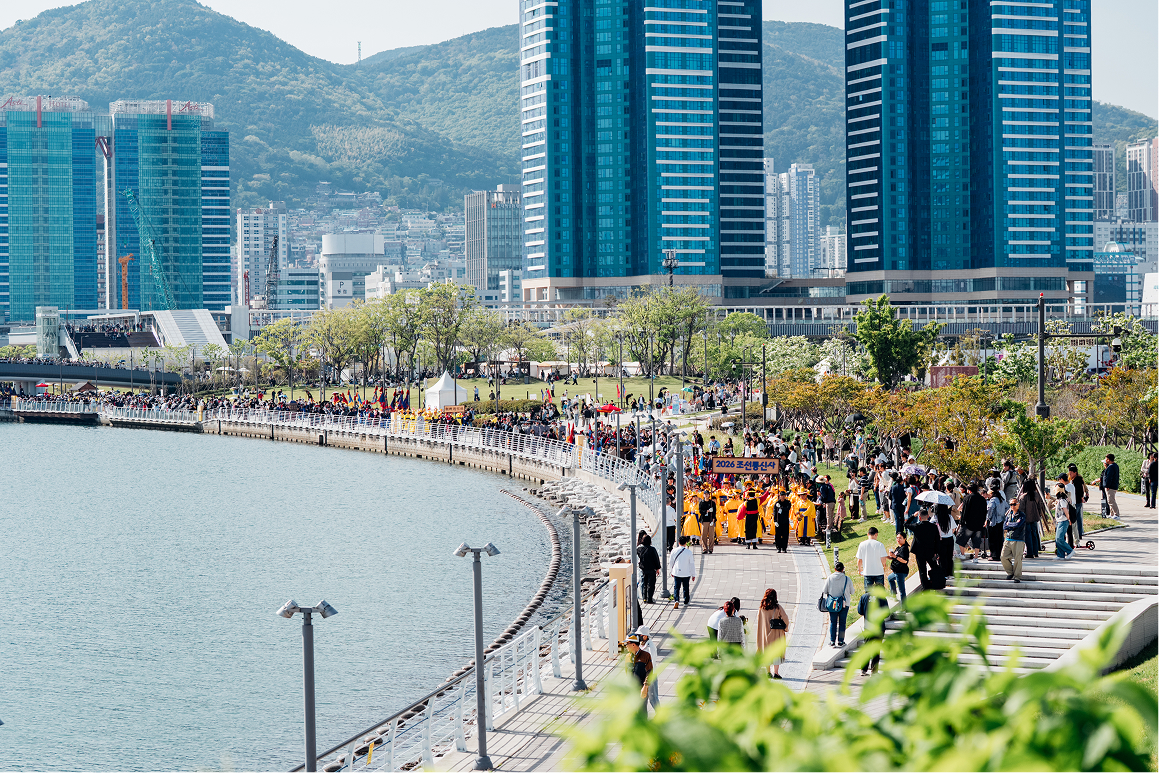 Joseon Tongsinsa wird am 26. Juli auf dem Freigelände des BEXCO in Busan dargestellt. Das Foto zeigt die Darstellung im April vergangenen Jahres ⓒ Korea Heritage Service