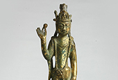 Stehende Buddha-Figur aus Gold und Bronze aus Baekje