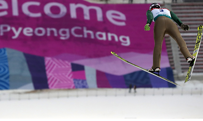 Olympioniken sprinten durch die Schneefelder von Pyeongchang 