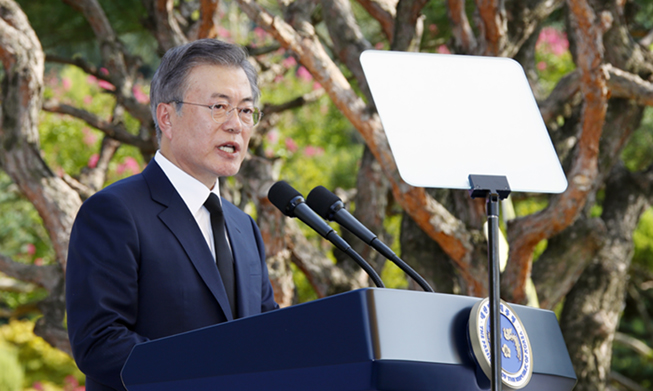 Präsident Moon Jae-in hält eine Rede zum Gedenktag für Trostfrauen