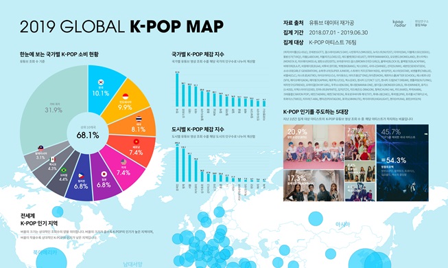 Auf einen Blick: K-Pop-Beliebtheit auf der globalen Karte