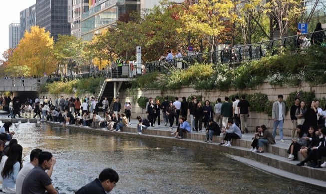 Landschaft vom Bach Cheonggyecheon im November