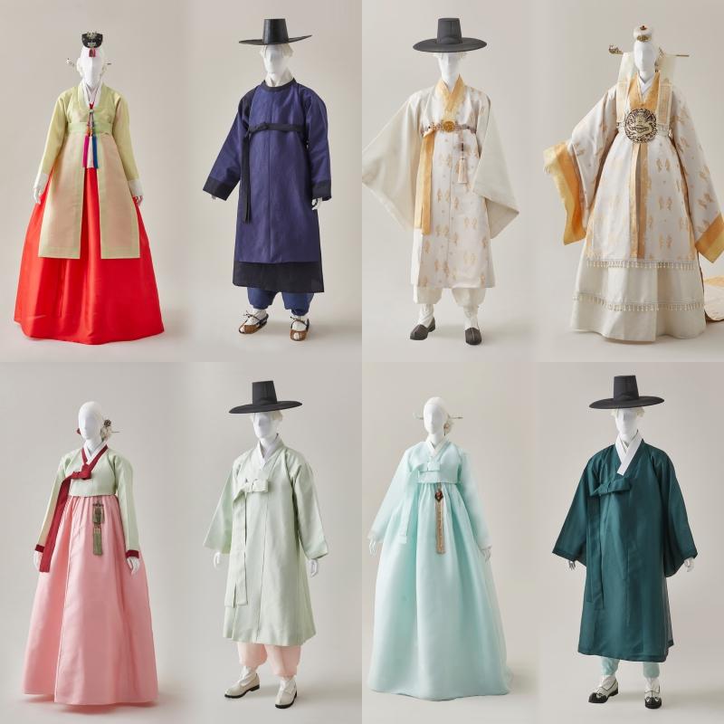 Die zehn verschiedenen Arten von Hanbok für jeweiligen Anlässe wie Gwanrye und Gyerye (Zeremonie zum Erwachsenwerden für Mann bzw. Frau), Honrye (Hochzeit), Suyeonrye (Geburtstagsfest für ältere Menschen) und Jerye (rituelle Formalitäten der Vorfahren) sind zu sehen.
