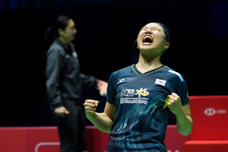 Die koreanische Badmintonspielerin An Se-young gewann am 10. März bei den YONEX French Open 2024 in der Adidas Arena Porte de la Chapelle in Paris. ⓒ Yonhap News
