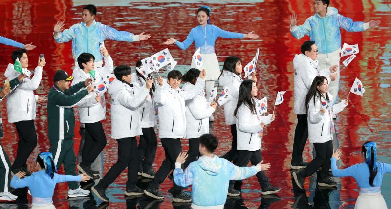 Am 14. Februar tritt die koreanische Nationalmannschaft am 14. Februar bei der Abschlusszeremonie der Asien-Winterspiele 2025 in Harbin im Harbin ICE Sports Center Stadium auf 