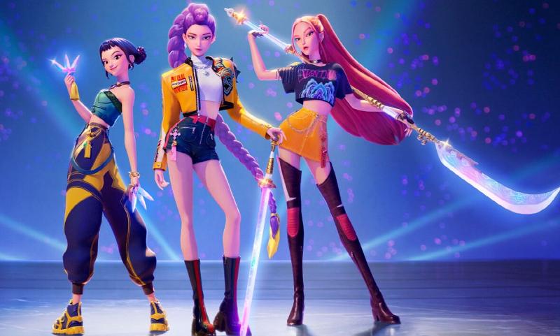 Der “APT.“ von Rosé, einem Mitglied der K-Pop-Girlgruppe BLACKPINK, und der Original-Soundtrack des Netflix-Animationsfilms “KPop Demon Hunters” “Golden” wurden in der Kategorie “general fields” bei “Grammy Awards” aufgeführt. Foto von HUNTR/X, einer K-Pop-Girlgroup bei “KPop Demon Hunters” ⓒ Netflix