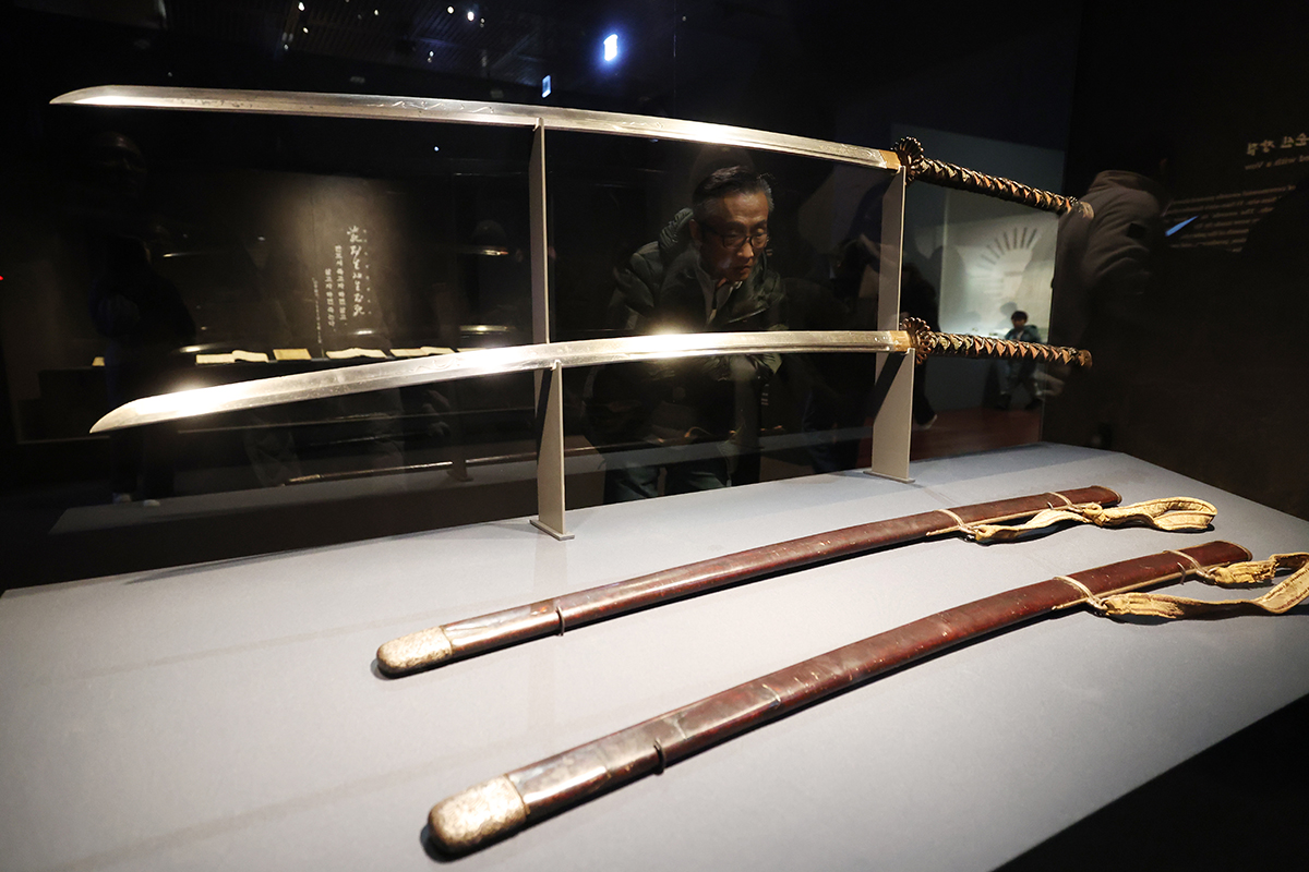 Am 21. Januar beobachtet ein B&uuml;rger bei der Ausstellung 